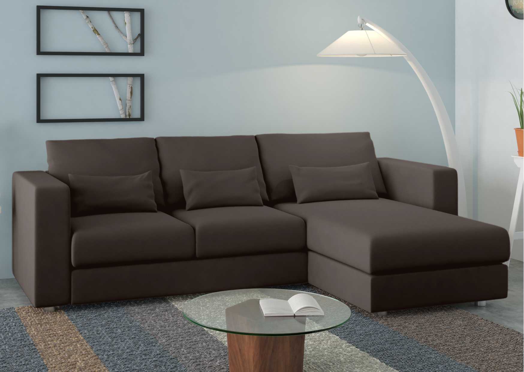 Klasyczny prawy narożnik rozkładany w kolorze brązowym